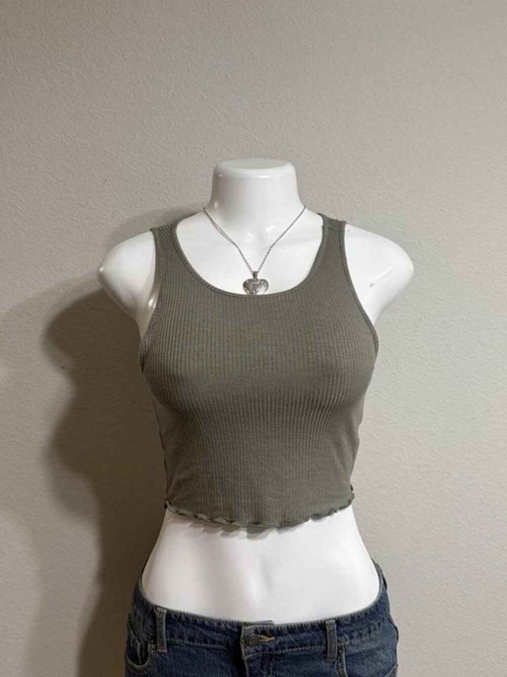 American Eagle tank top Soft & Sexy ribbed olive green S